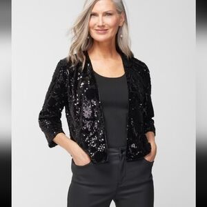 Black Cropped Sequin Jacket